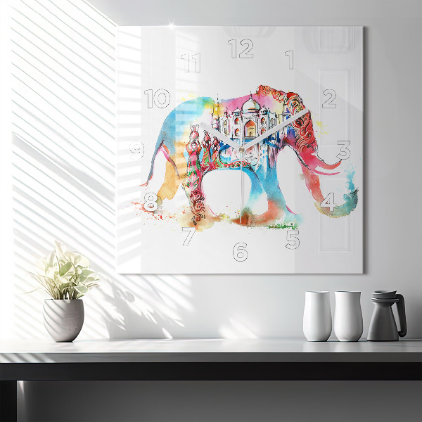 Square glass wall clock Indian Culture
