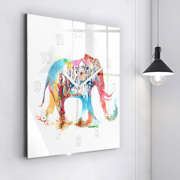 Square glass wall clock Indian Culture