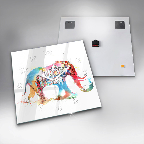 Square glass wall clock Indian Culture