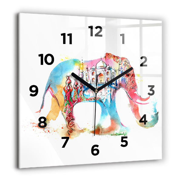 Square glass wall clock Indian Culture