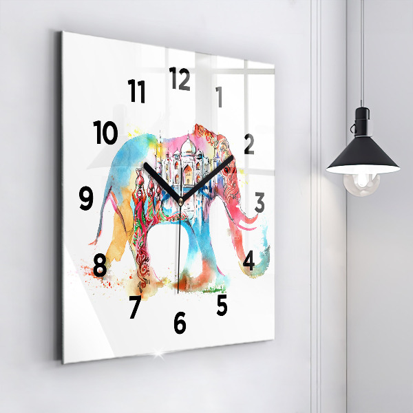 Square glass wall clock Indian Culture