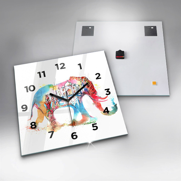 Square glass wall clock Indian Culture