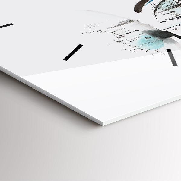 Square glass wall clock City in glasses