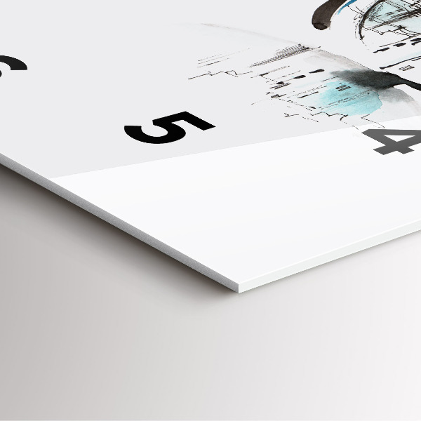 Square glass wall clock City in glasses