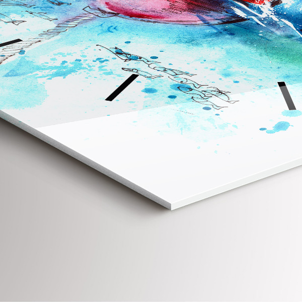 Square glass wall clock Painted seagull