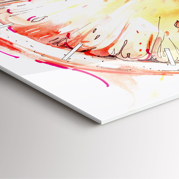 Square glass wall clock Painted orange