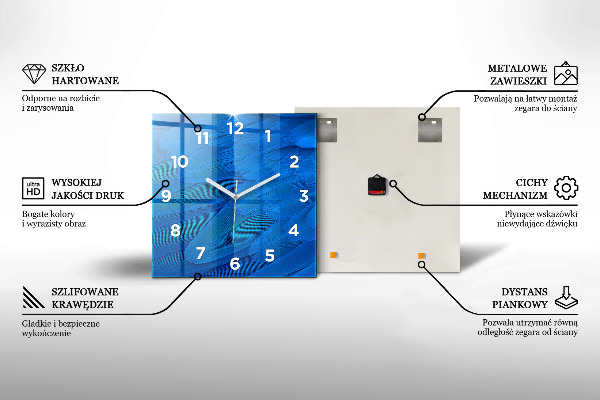 Square glass wall clock The solar system