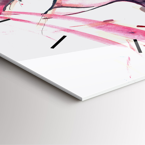 Square glass wall clock Lovers abstraction