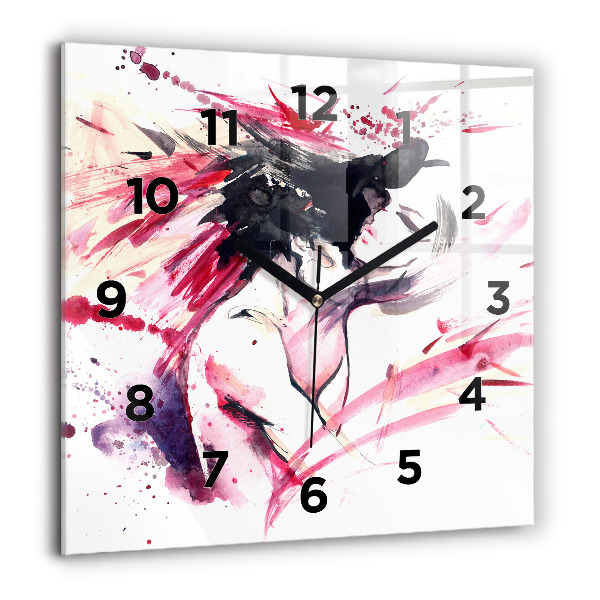 Square glass wall clock Lovers abstraction