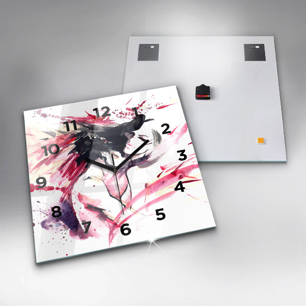 Square glass wall clock Lovers abstraction