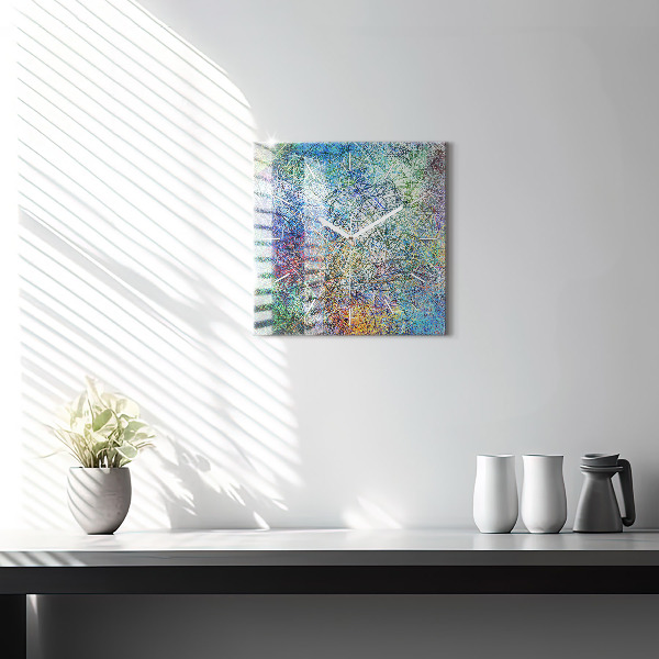 Square glass wall clock Abstraction - Emotions