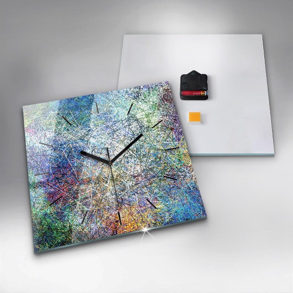 Square glass wall clock Abstraction - Emotions
