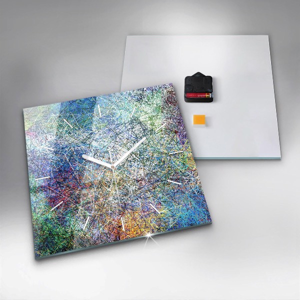 Square glass wall clock Abstraction - Emotions