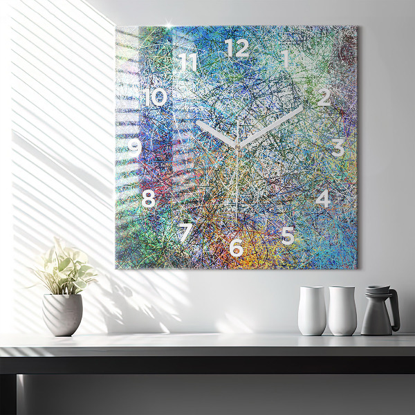 Square glass wall clock Abstraction - Emotions