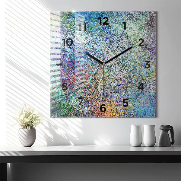 Square glass wall clock Abstraction - Emotions