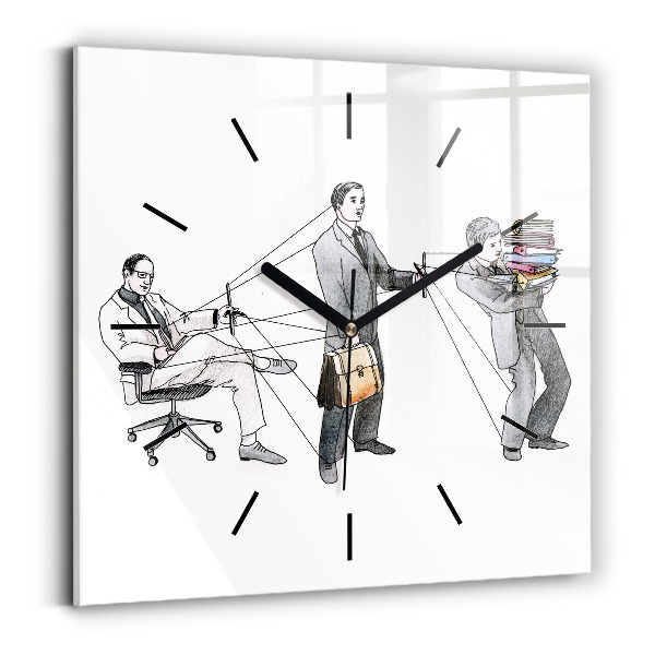 Square glass wall clock Puppet People