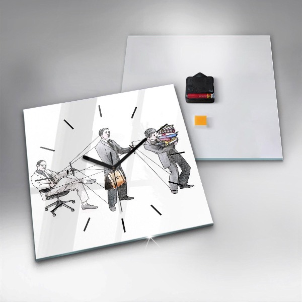 Square glass wall clock Puppet People