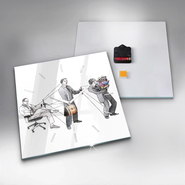 Square glass wall clock Puppet People