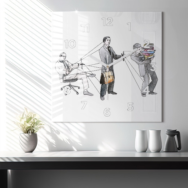 Square glass wall clock Puppet People