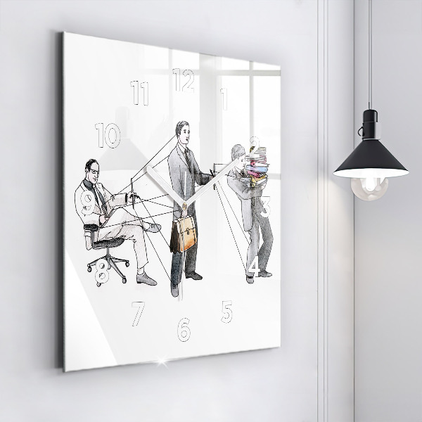 Square glass wall clock Puppet People