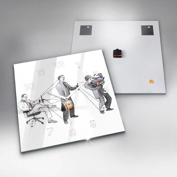 Square glass wall clock Puppet People