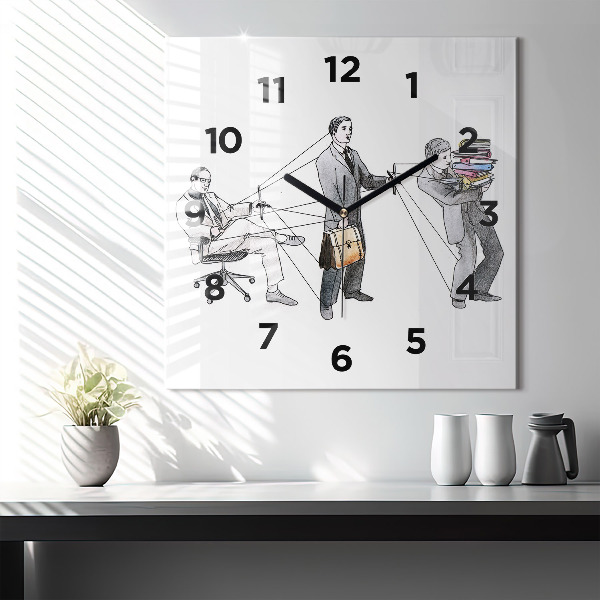 Square glass wall clock Puppet People