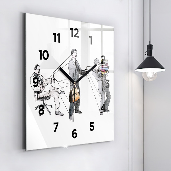 Square glass wall clock Puppet People