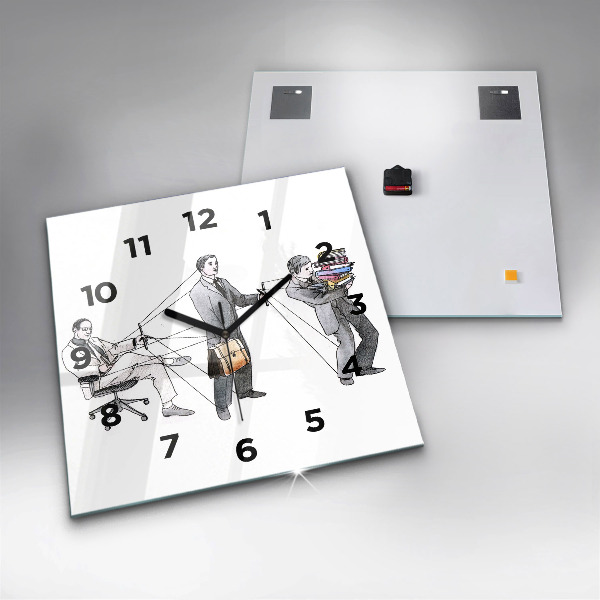 Square glass wall clock Puppet People