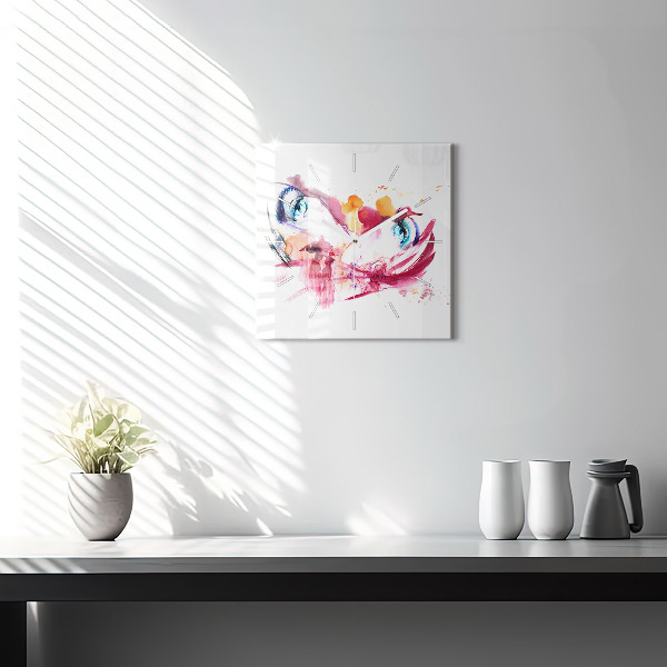 Square glass wall clock Romantic couple