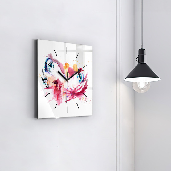 Square glass wall clock Romantic couple