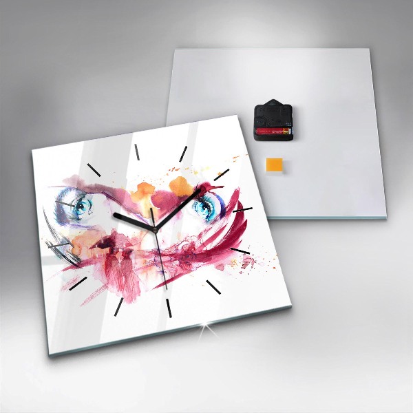 Square glass wall clock Romantic couple