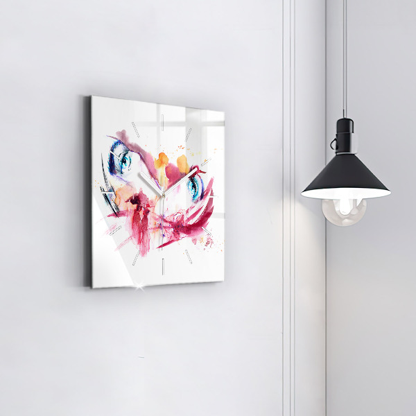 Square glass wall clock Romantic couple