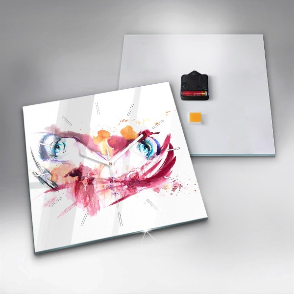 Square glass wall clock Romantic couple