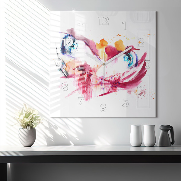 Square glass wall clock Romantic couple