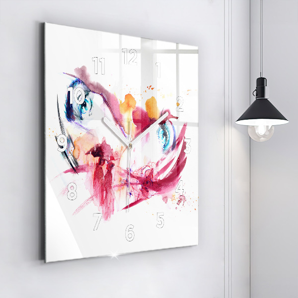Square glass wall clock Romantic couple