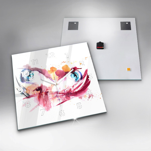 Square glass wall clock Romantic couple