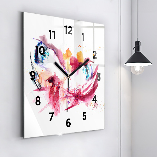 Square glass wall clock Romantic couple