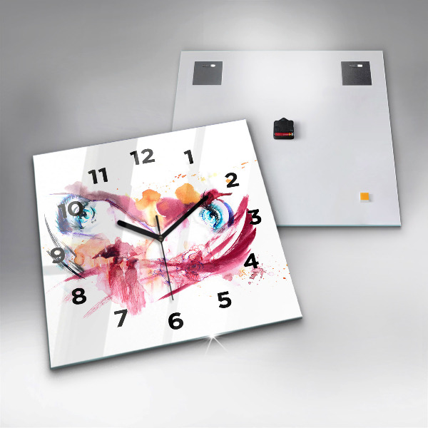 Square glass wall clock Romantic couple