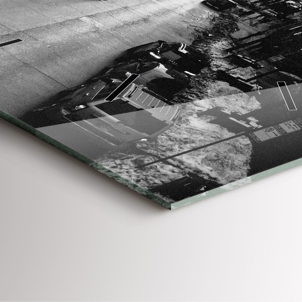 Square glass wall clock Chicago City Streets