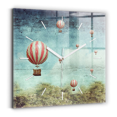 Square glass wall clock Painted balloons