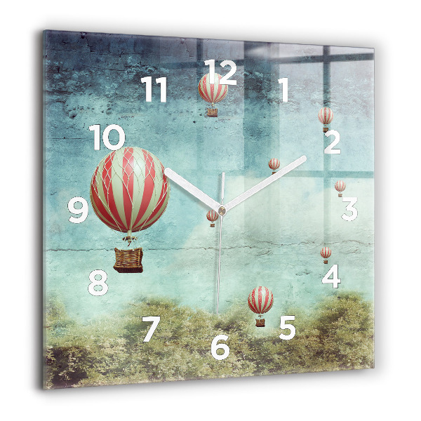 Square glass wall clock Painted balloons