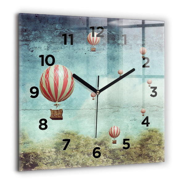 Square glass wall clock Painted balloons