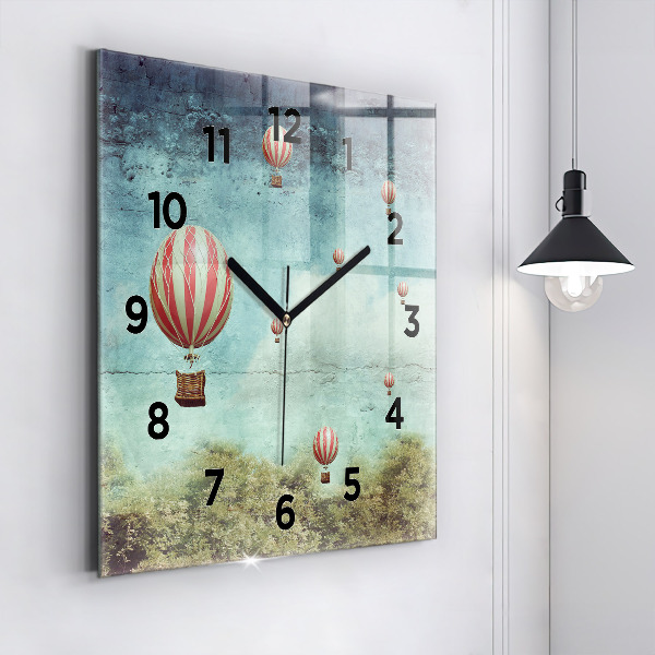 Square glass wall clock Painted balloons