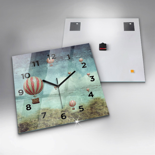 Square glass wall clock Painted balloons