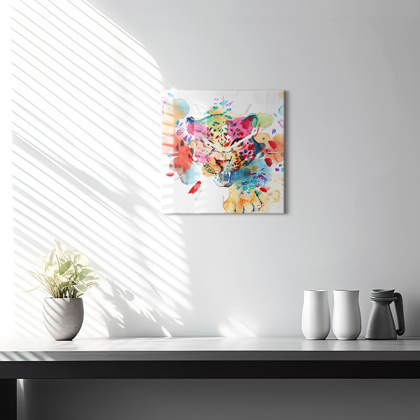 Square glass wall clock Abstract wild cat