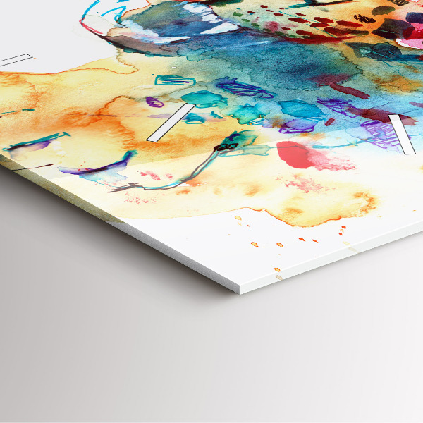 Square glass wall clock Abstract wild cat