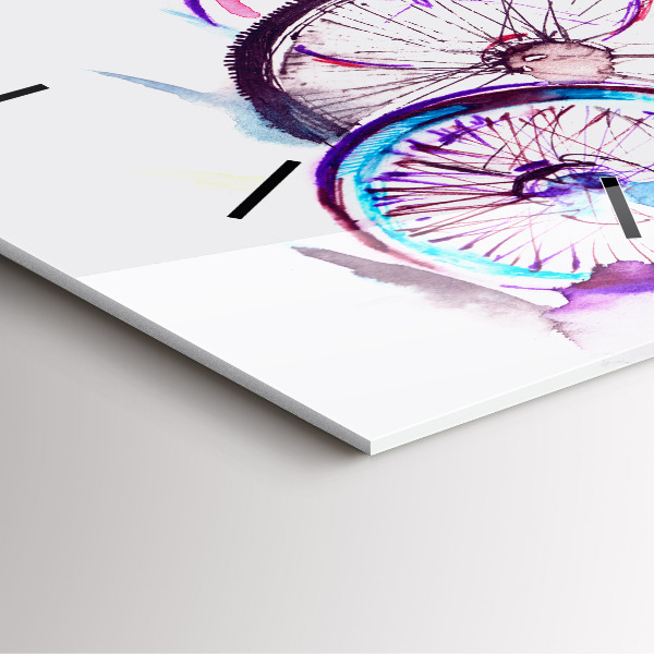 Square glass wall clock Colorful city bikes