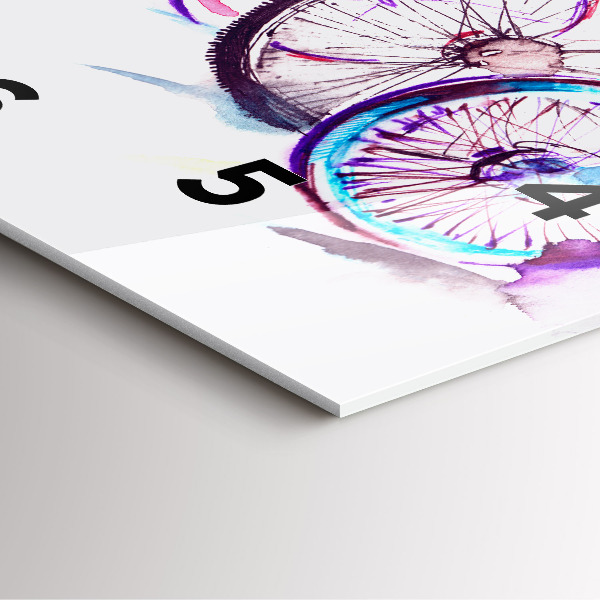 Square glass wall clock Colorful city bikes