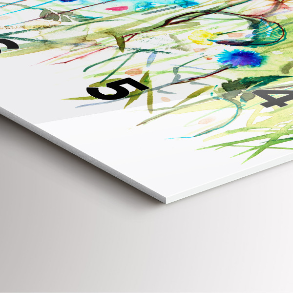 Square glass wall clock Flowers in the meadow
