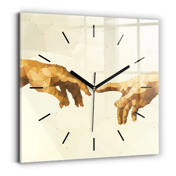 Square glass wall clock Creation of Adam